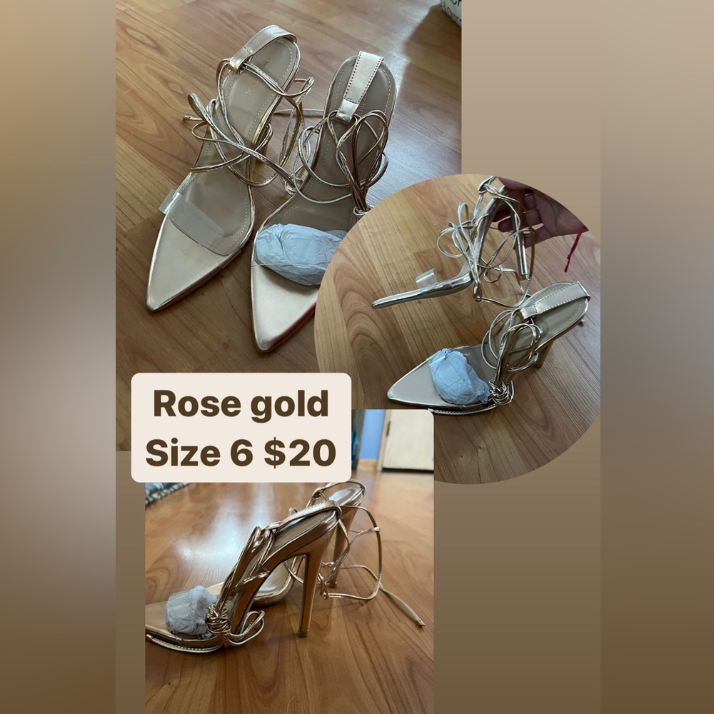 Rose Gold Strappy Stiletto Heels